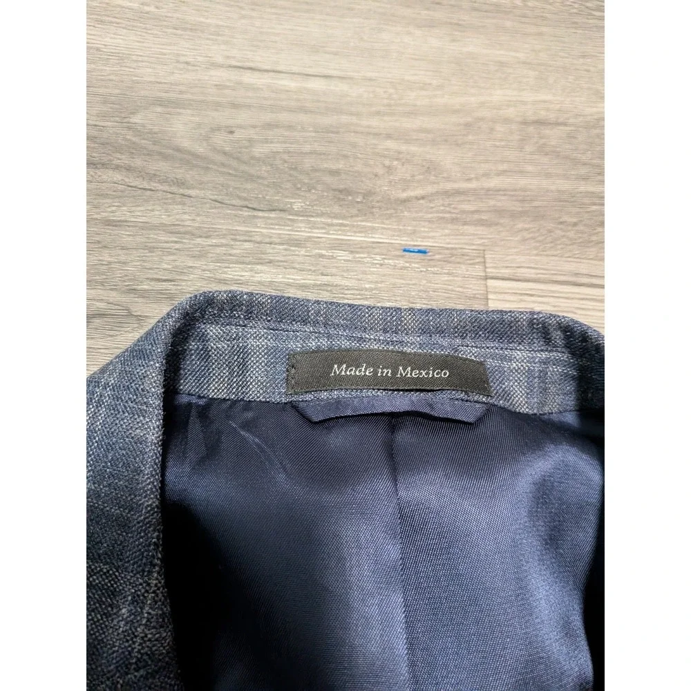 Lauren Ralph‎ Lauren Men's Blue Tartan Plaid Wool Silk Linen Blazer Size 42L